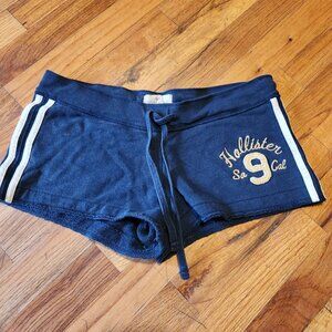 Hollister So Cal Navy Blue sweat pant Athletic micro mini Shorts With Embroidere